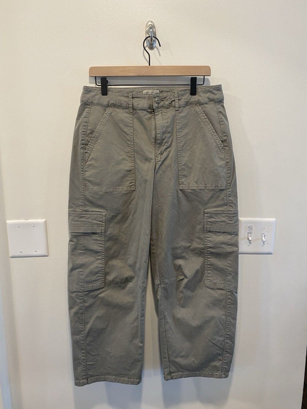 Universal Standard High Rise Barrel Pants Size 10 Olive Green Military Cargo